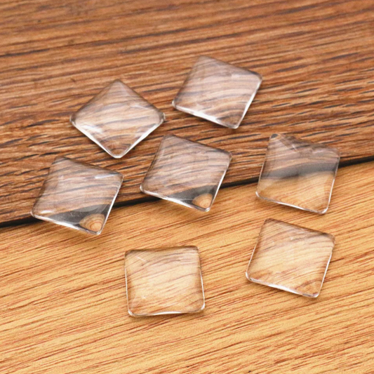 15mm Clear Square Glass Cabochons Tiles - Perfect Pendants Plus