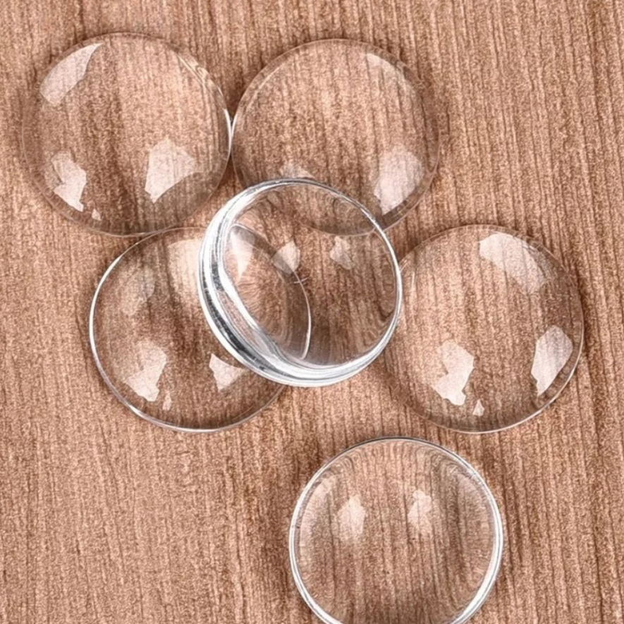 16mm Round Clear Glass Domed for Pendants, Magnets or Mosaics - Perfect Pendants Plus