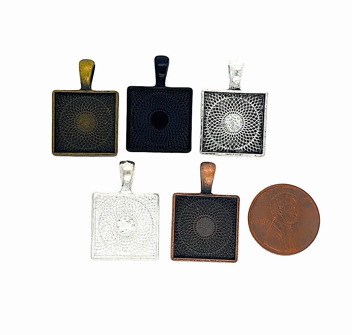 16mm Small Square Pendant Trays for DIY Jewelry Settings - Perfect Pendants Plus