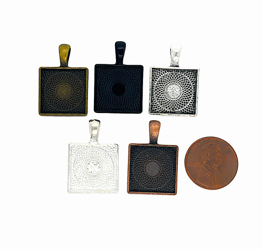 16mm Small Square Pendant Trays for DIY Jewelry Settings - Perfect Pendants Plus