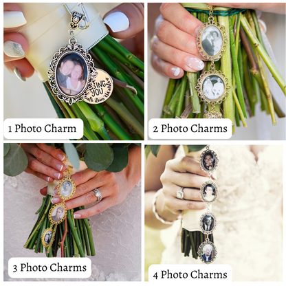 Custom Lace Wedding Photo Charms for Wedding Bouquet