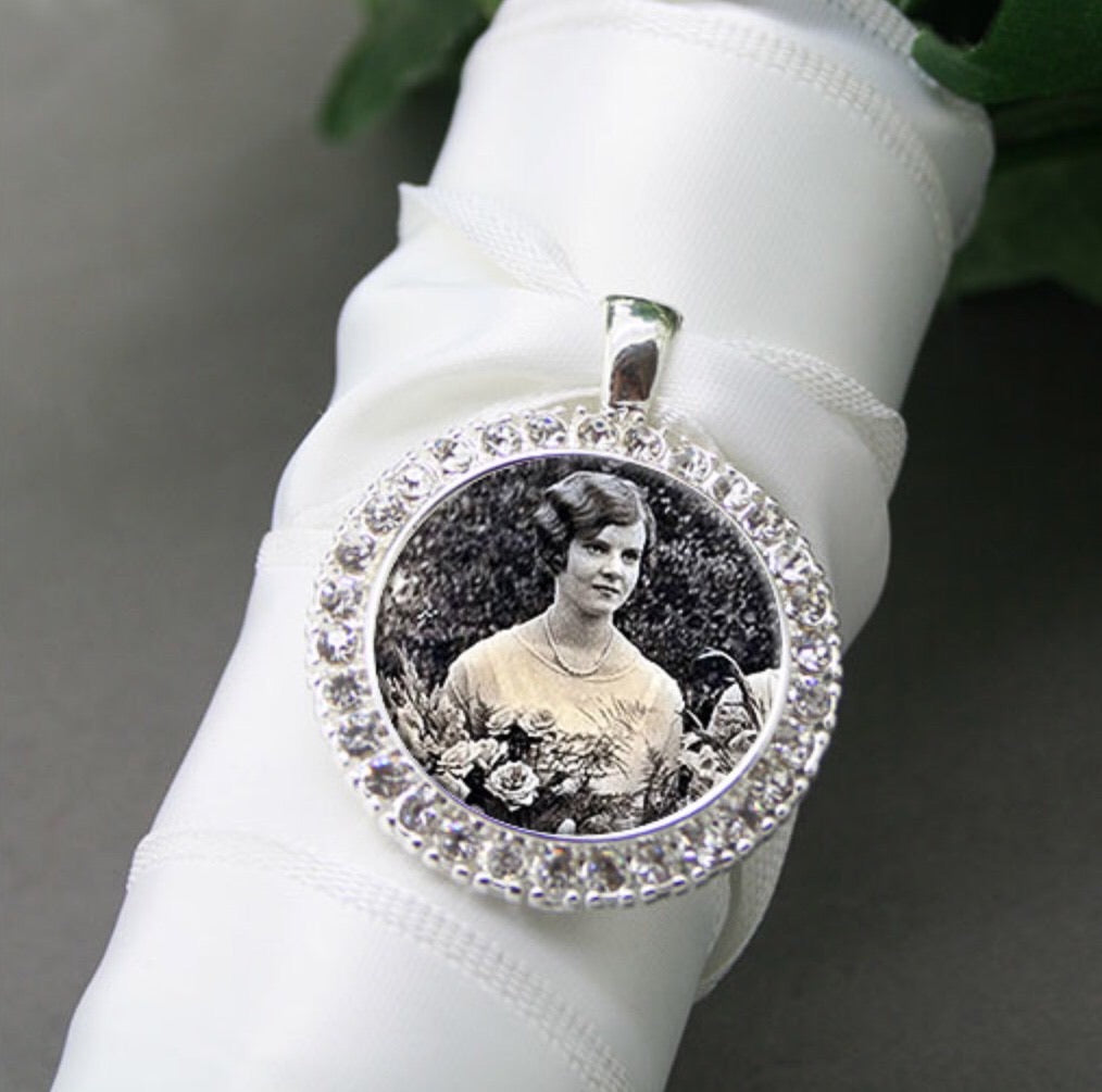 DIY Brides Bouquet Charm Kit Rhinestone Memorial Photo - Perfect Pendants Plus