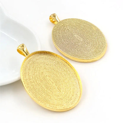 30x40mm Large Oval Blank Cameo Setting Pendant Trays - Perfect Pendants Plus