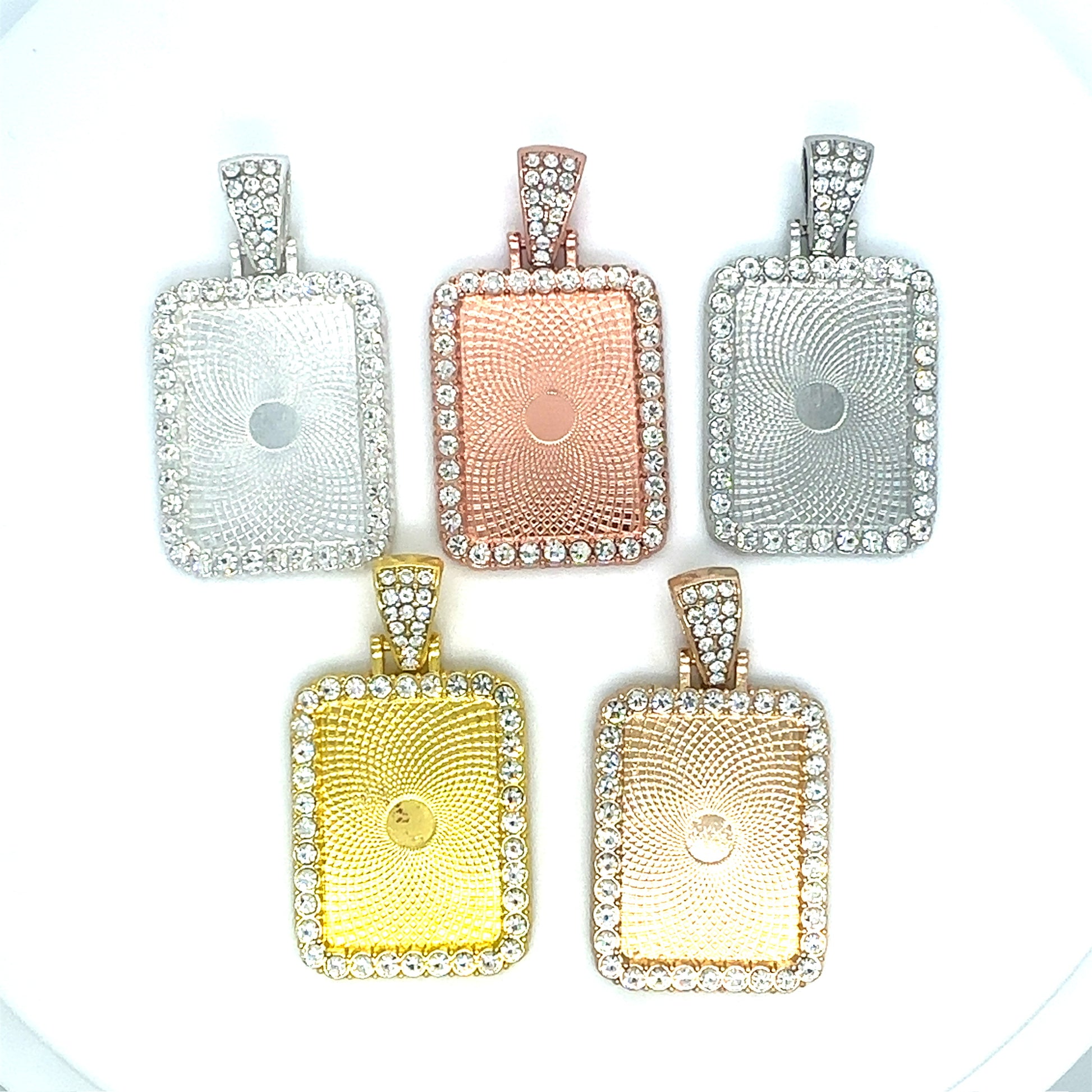 Rhinestone Rectangle Pendant Trays for DIY Jewelry - Perfect Pendants Plus