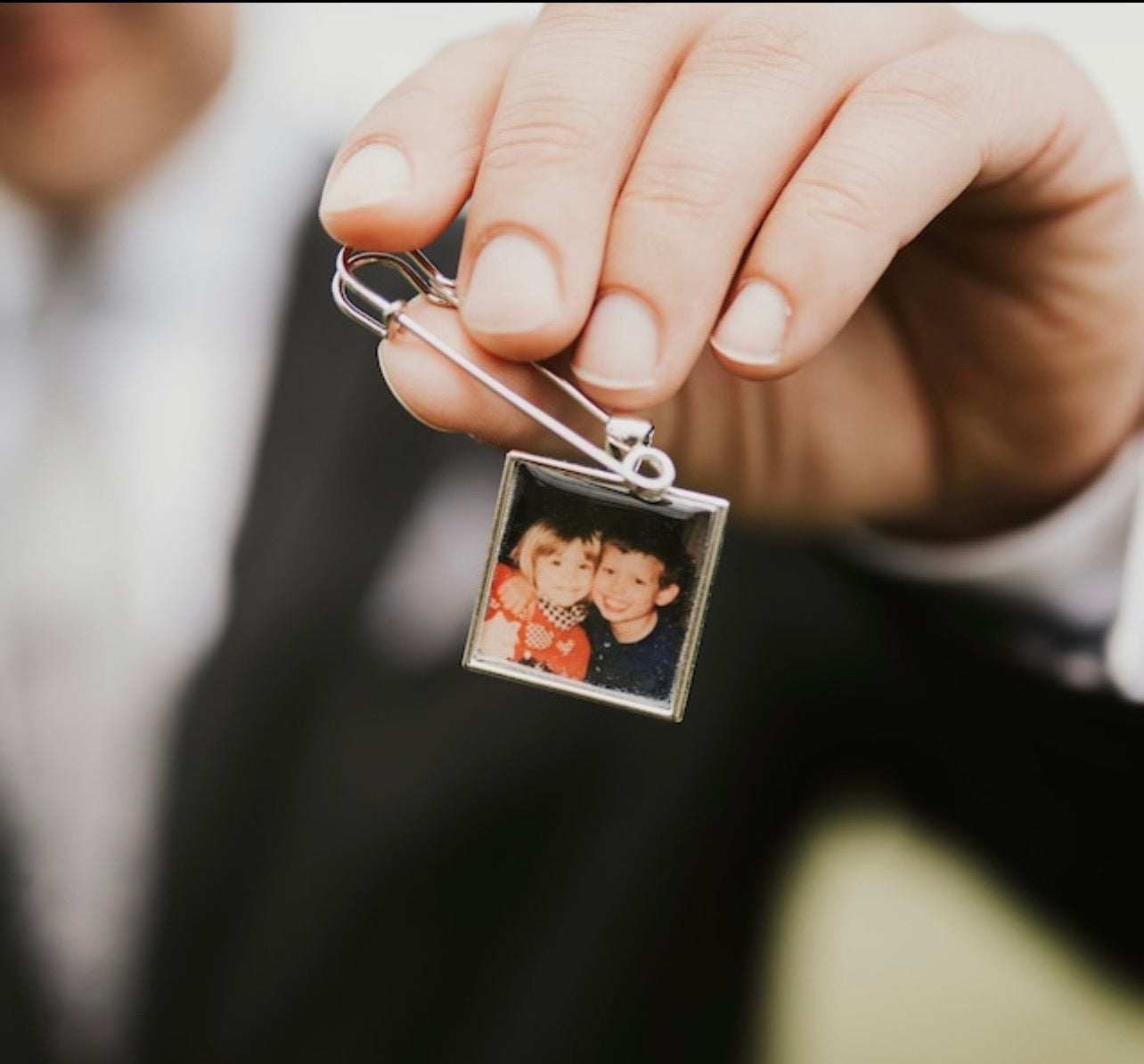 Photo Charm Pendant for Boutonniere Memorial Keepsake and pin - Perfect Pendants Plus