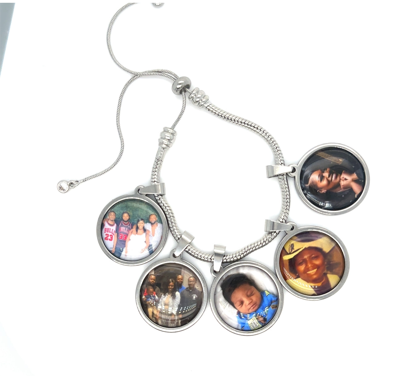 Personalized Photo Charm Bracelet Adjustable Photo Bracelets - Perfect Pendants Plus