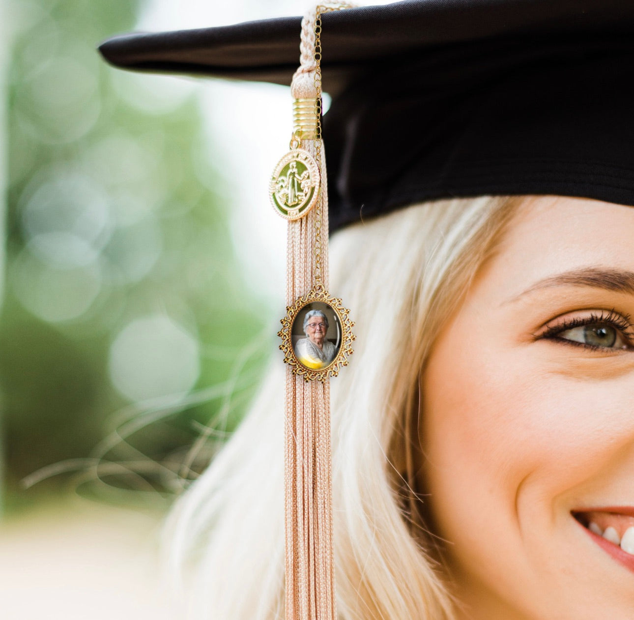 Personalized Gift for Someone Who Lost a Parent Graduation Tassel Photo Charm