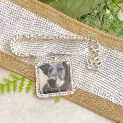 Loss of Pet Memorial Gift Pin and Photo Charm for Wedding Bouquets - Perfect Pendants Plus