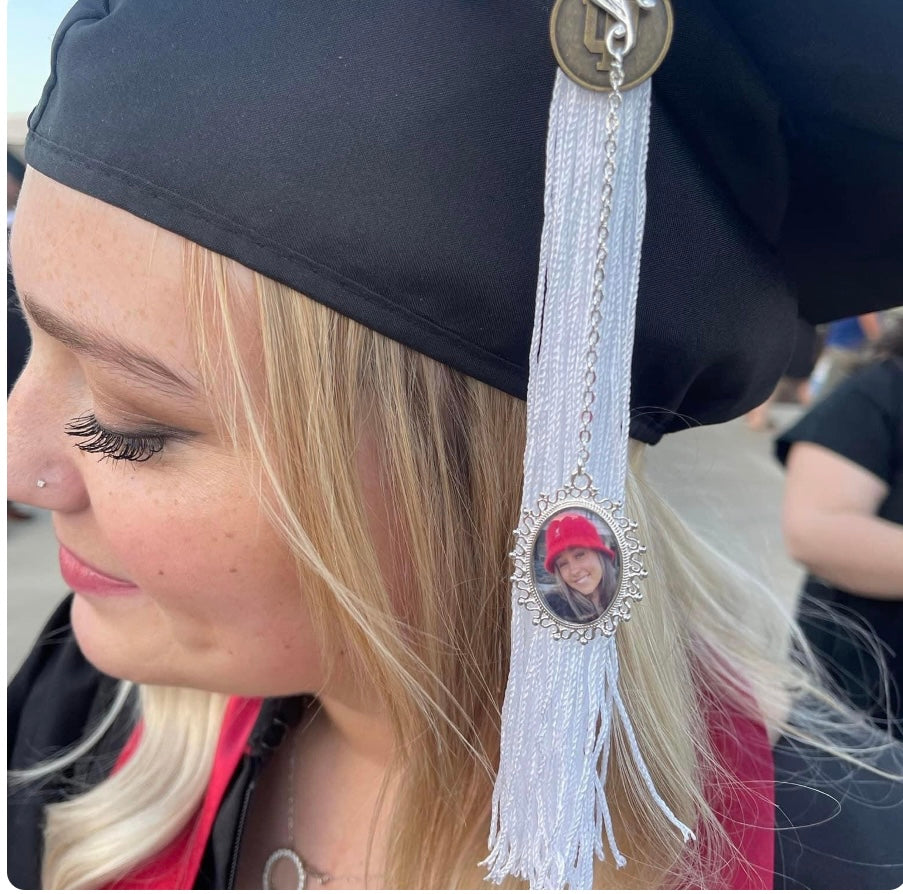 Personalized Gift for Someone Who Lost a Parent Graduation Tassel Photo Charm