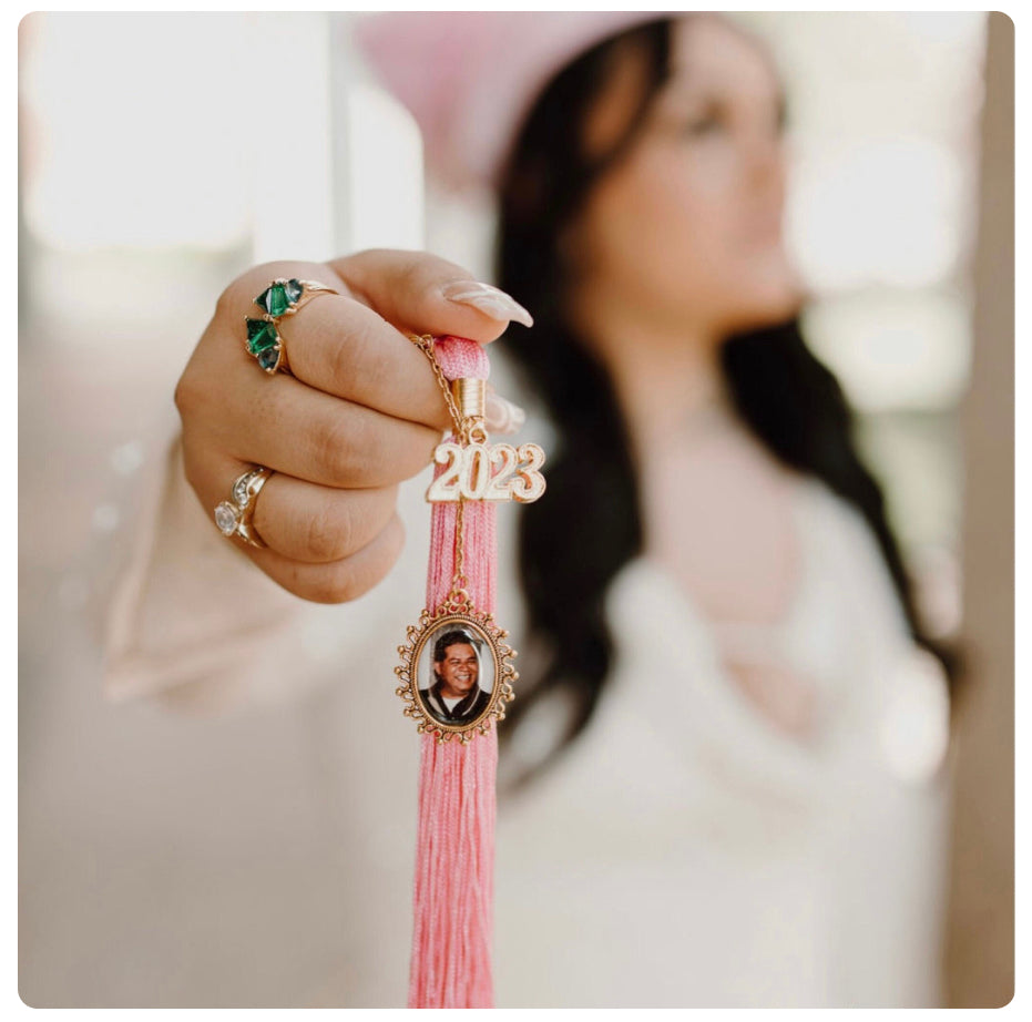 Personalized Gift for Someone Who Lost a Parent Graduation Tassel Photo Charm