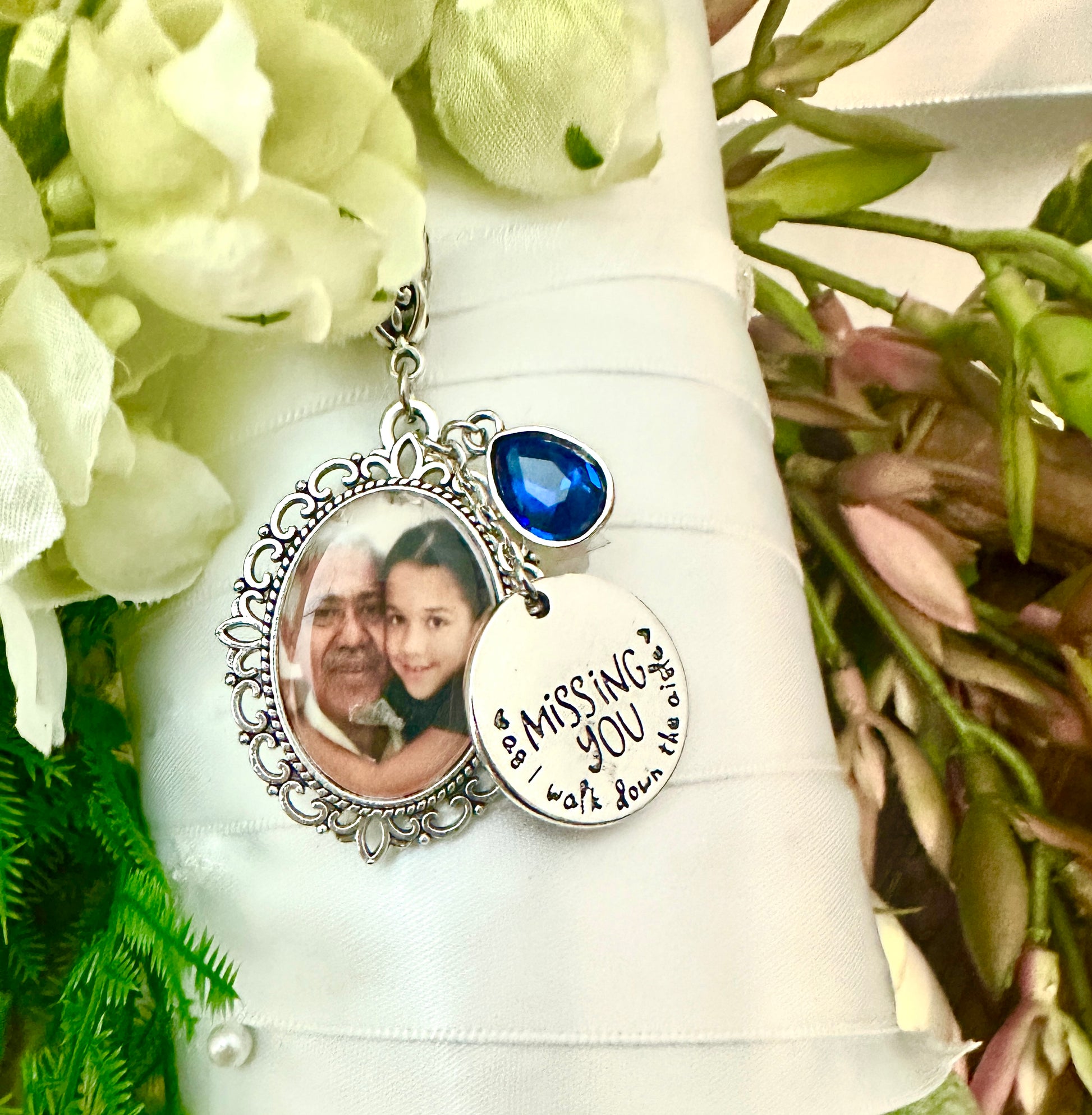 DIY KIT Something Blue Photo Memory Charm Brides Bouquet - Perfect Pendants Plus