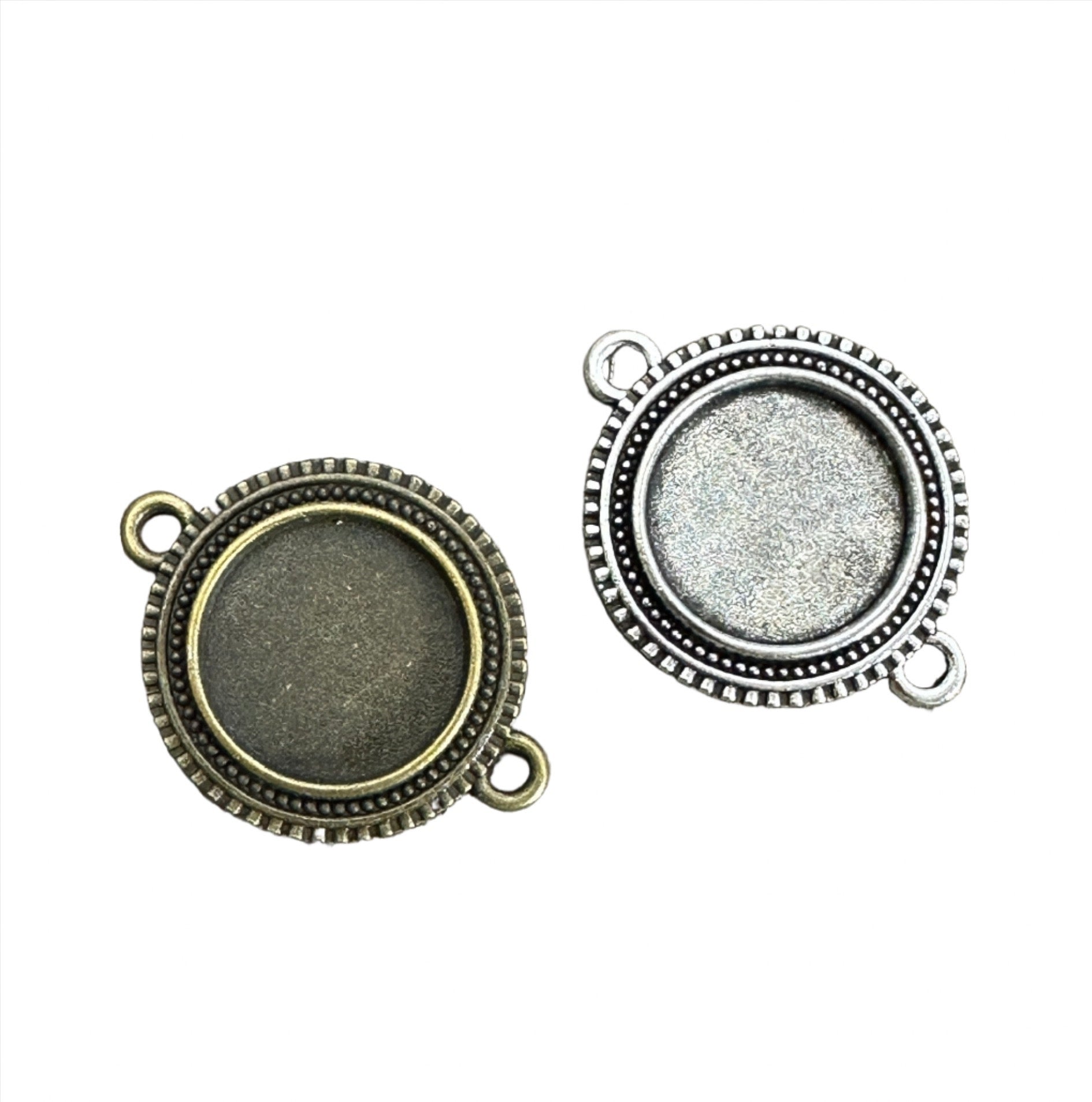 16mm Small Round Connector Decorative Edge Bezel Setting - Perfect Pendants Plus