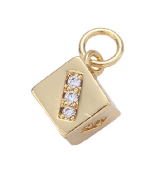 Gold Dice Crystal Charm Rhinestone for Bracelets