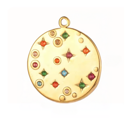 Round Gold Plated Multi Color Crystal Charm for Bracelet