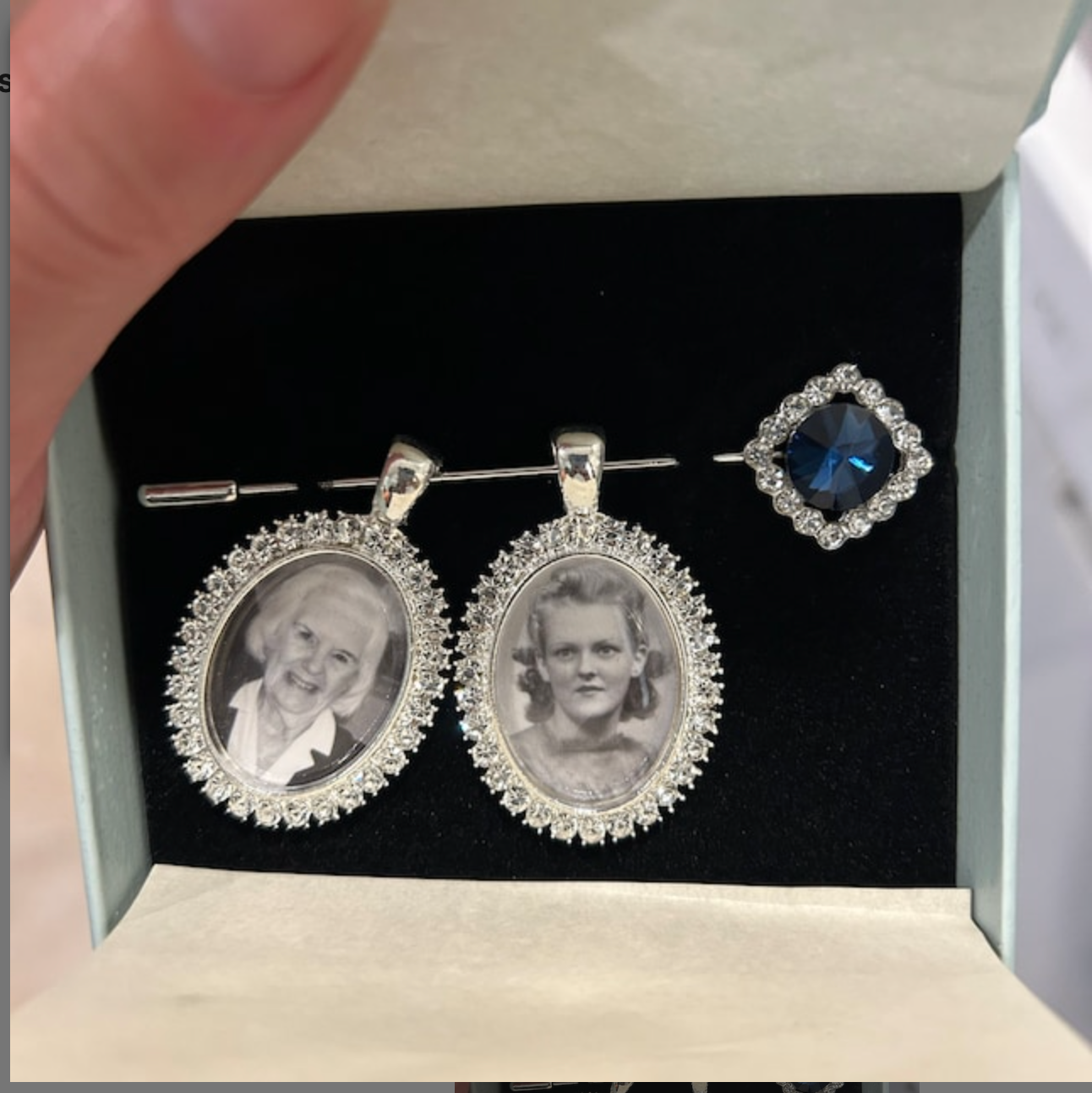 Wedding Memorial Loss of Loved One Photo Charm Something Blue Pin - Perfect Pendants Plus