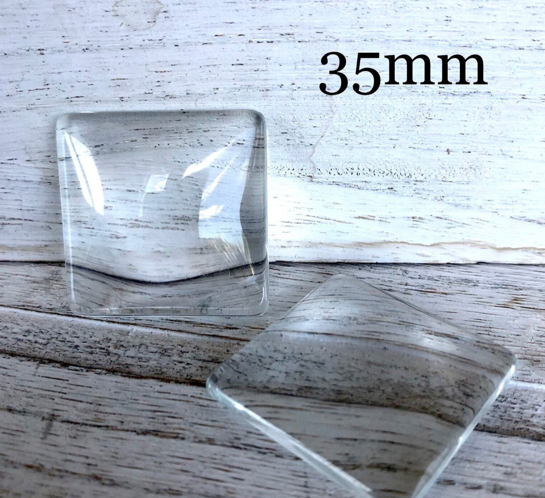 35mm Square Glass Cabochons Tiles -Approx 1 1/4 Inches - Perfect Pendants Plus