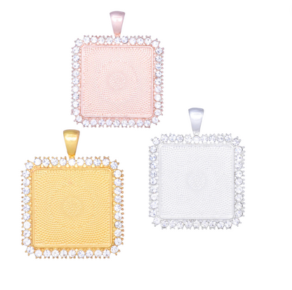 20mm Rhinestone Square Pendant Trays for DIY Jewelry Settings - Perfect Pendants Plus