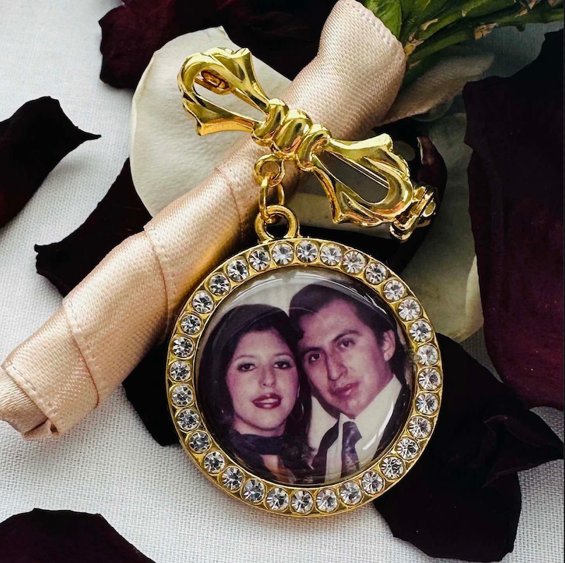 Personalized Wedding Bouquet Brooch and Photo Charm - Perfect Pendants Plus