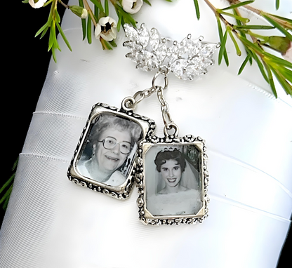 Personalized Photo Charm Keepsake and Crystal Pin Brooch - Perfect Pendants Plus