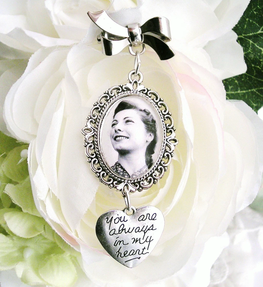 Heart Shaped Always in My Heart Sentiment Memorial Charm - Perfect Pendants Plus