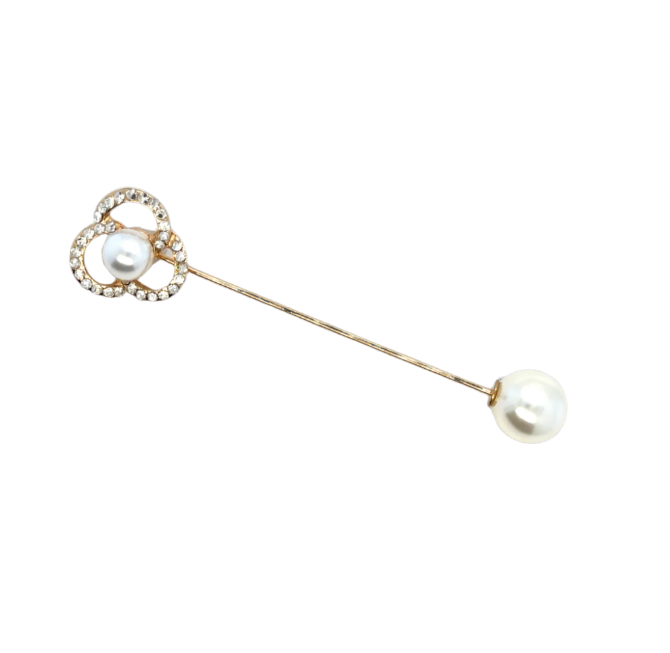 Rhinestone & Pearl Flower Stick Pin Brooch - Perfect Pendants Plus