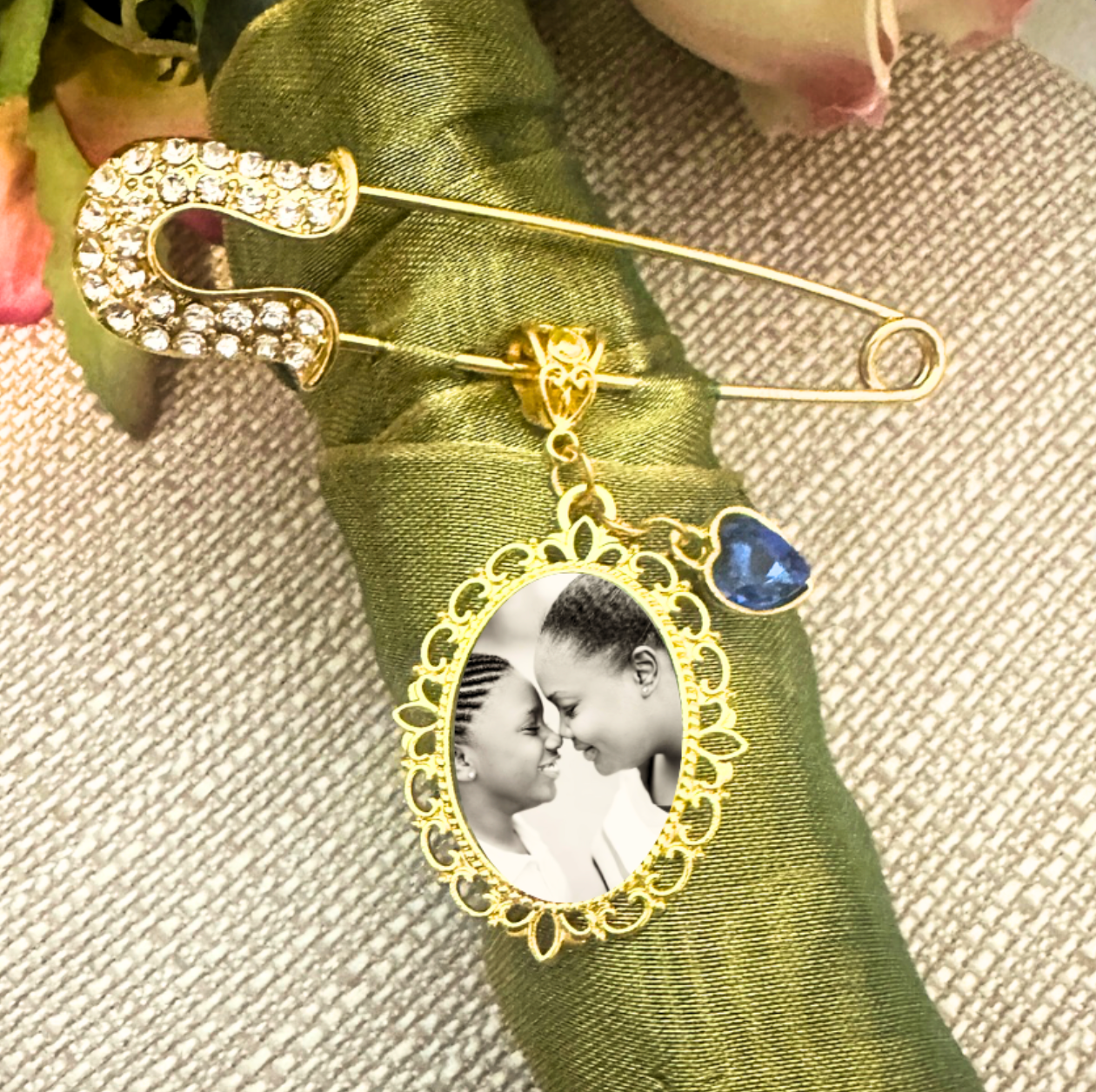 Wedding Bouquet Memorial Pendant with Pin - Perfect Pendants Plus