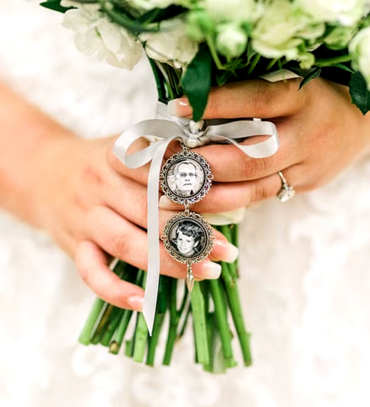 Custom Lace Wedding Photo Charms for Wedding Bouquet