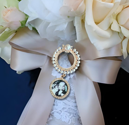 Pearl Wedding Memory Charms and Brooch for Bouquet