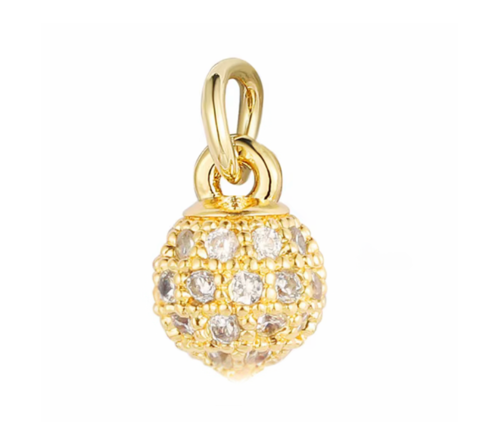 14kt Gold Plated Tiny Round CZ Crystal Charm