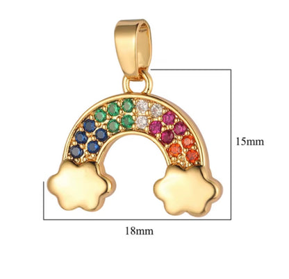 Gold Plated Rainbow Crystal Charm for Bracelet