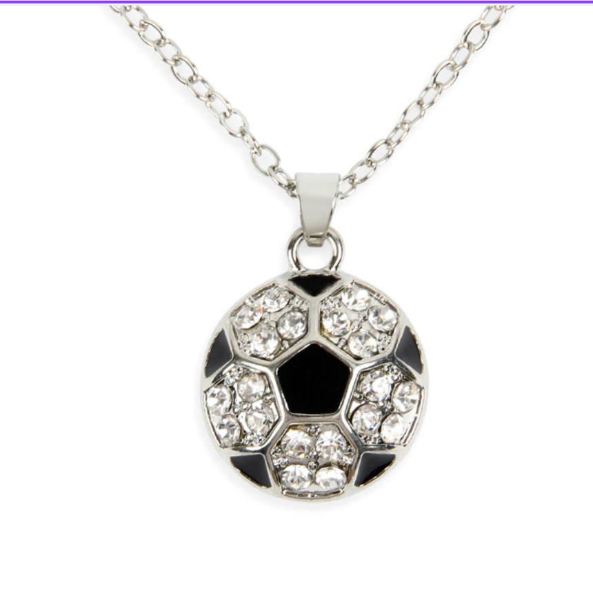 Soccer Rhinestone Charm Silver Round Bracelet Sports