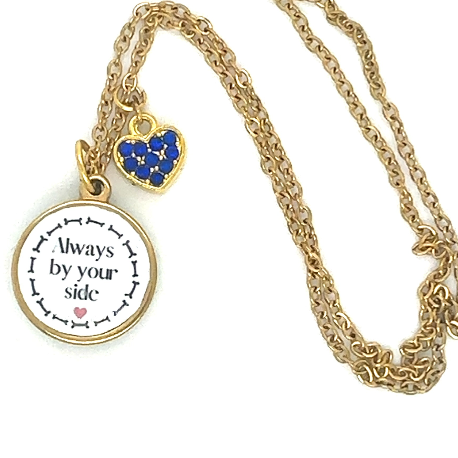 Tan Pet Photo Necklace with Heart Charm