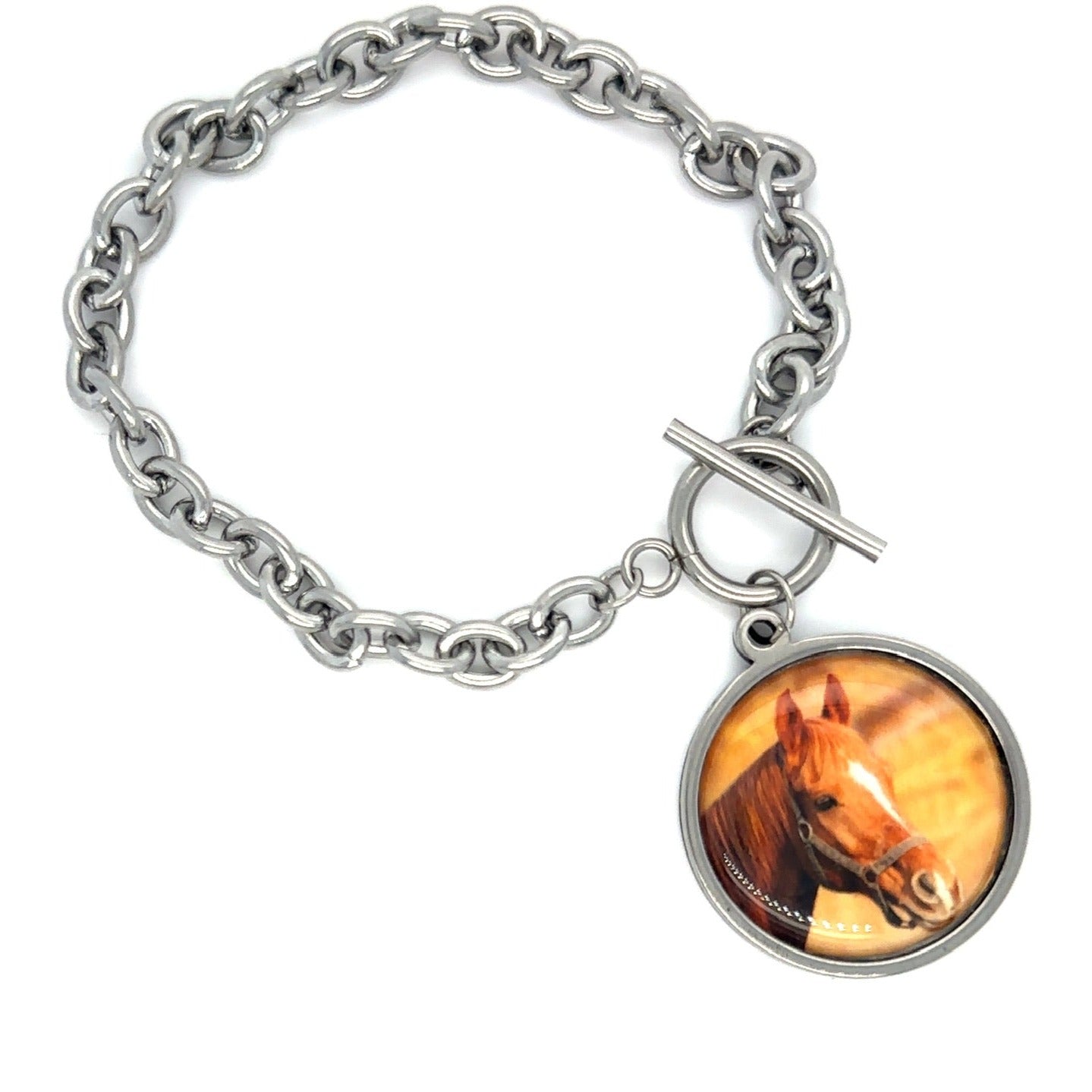 Toggle Bracelet with Photo Charm and Birthstone - Perfect Pendants Plus