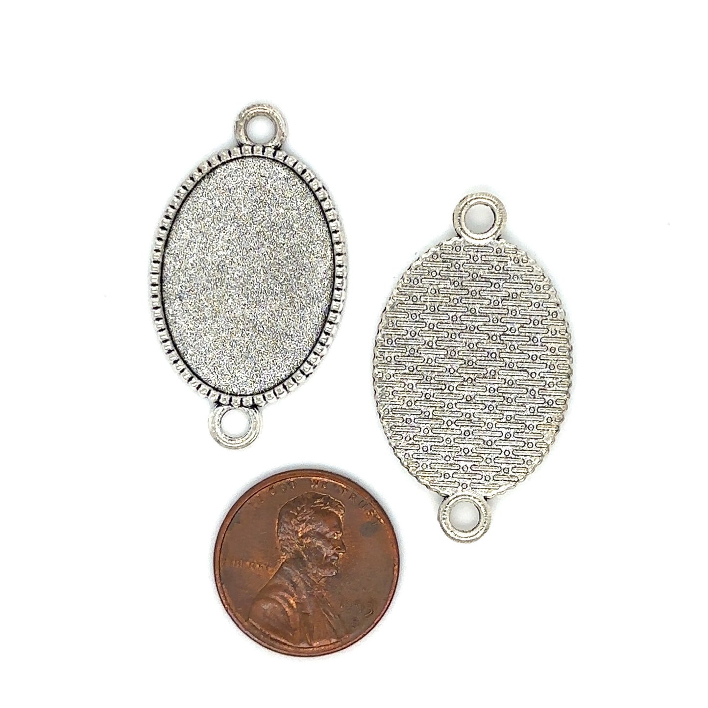 18x25mm Beaded Edge Oval Connector Setting - Perfect Pendants Plus