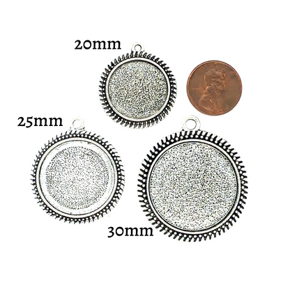 30mm Round Beaded Edged Pendant Setting - Perfect Pendants Plus