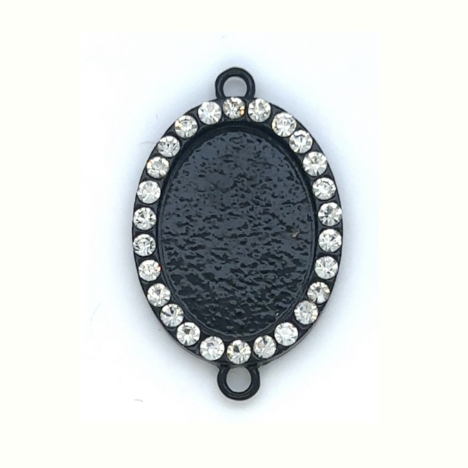 18x25mm Rhinestone Oval Connector Setting - Perfect Pendants Plus