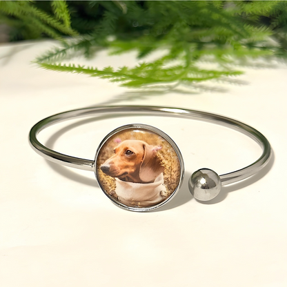 Dark Olive Green Pet Bracelet with Photo