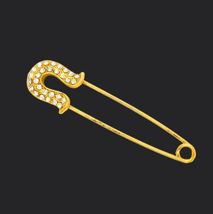 Gold Rhinestone Safety Pin Wedding Brooch - Perfect Pendants Plus