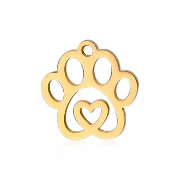 Silver Paw Print Charm Stainless Steel - Perfect Pendants Plus