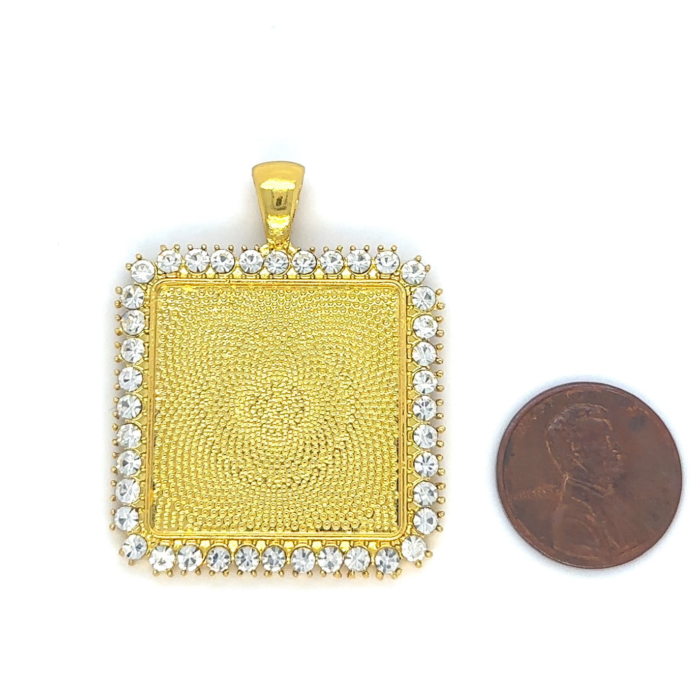 Rhinestone Square Wedding Bouquet Photo Pendant