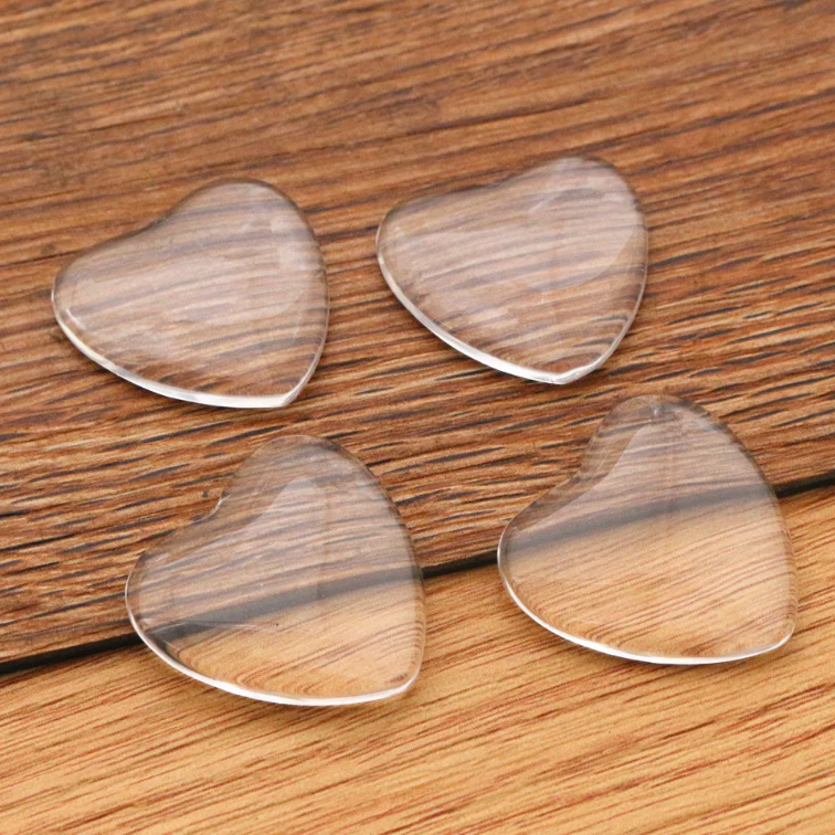 25mm Heart Shaped Clear Glass - 1 inch - Perfect Pendants Plus