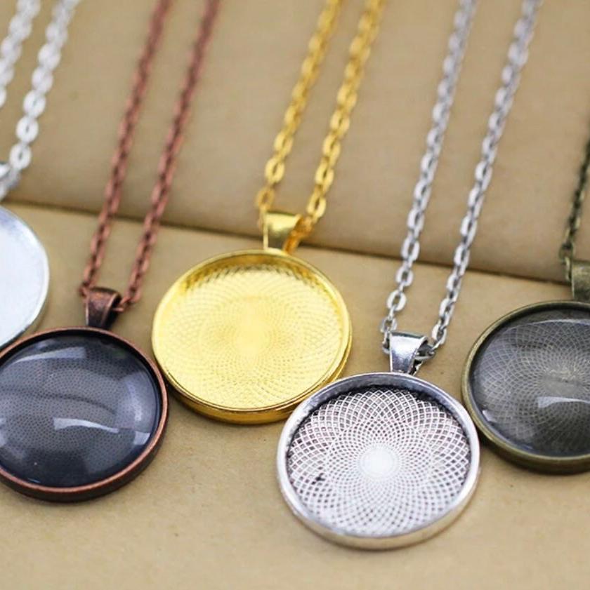 Necklace Making Kits 25mm Round Pendants, Glass, & Necklaces - Perfect Pendants Plus