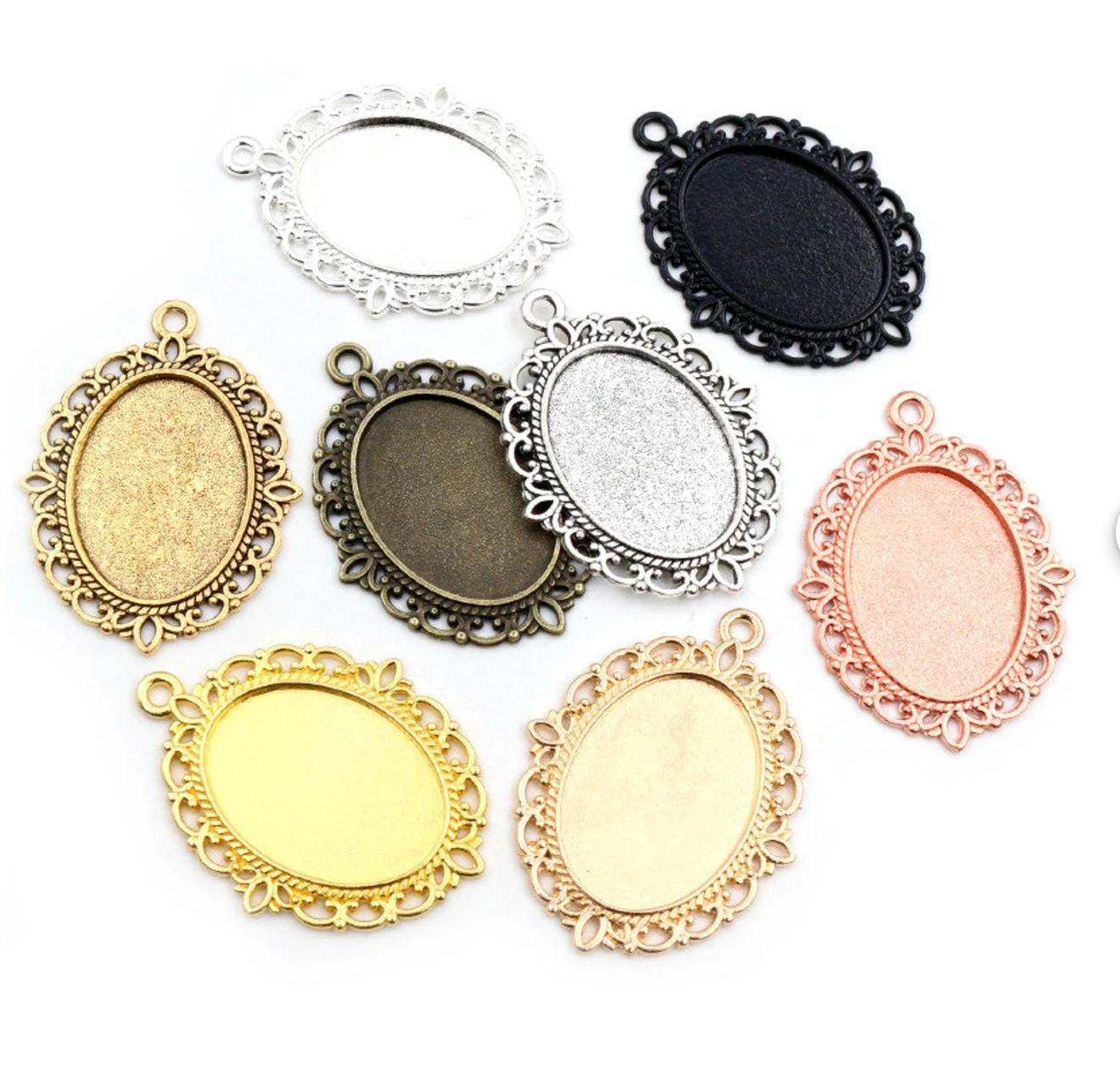 Oval 18x25mm Lace Photo Pendant Charm - Perfect Pendants Plus