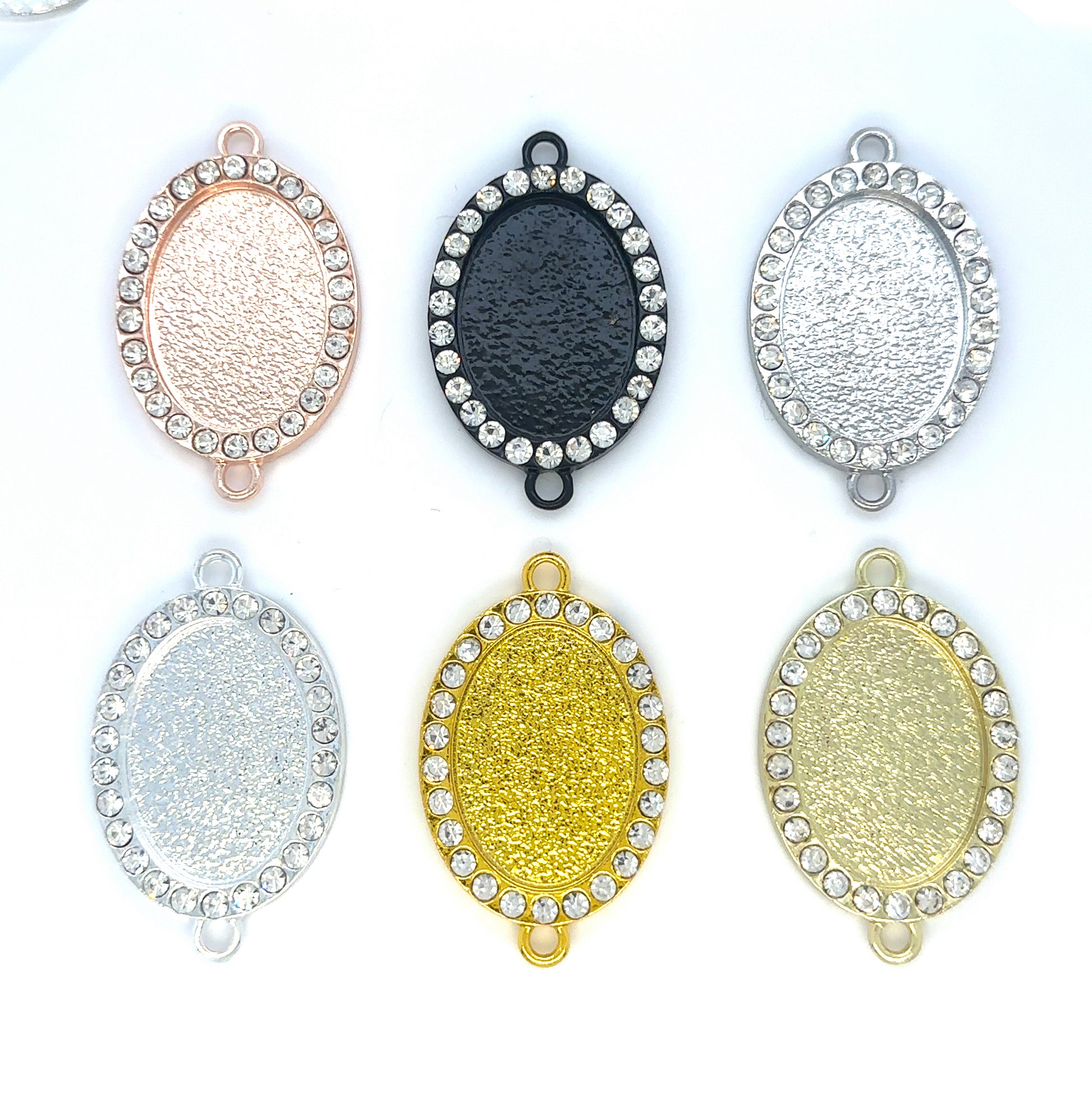 18x25mm Rhinestone Oval Connector Setting - Perfect Pendants Plus