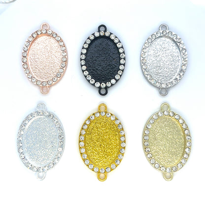 18x25mm Rhinestone Oval Connector Setting - Perfect Pendants Plus