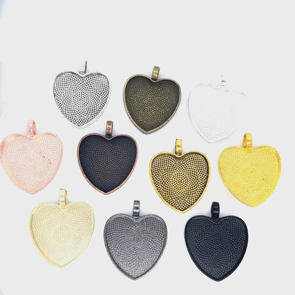 25mm Heart Shaped Pendant Charms