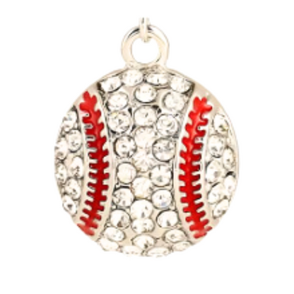 Baseball Rhinestone Charm Silver Round Bracelet Sports