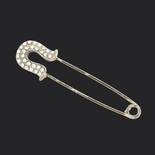 Silver Rhinestone Safety Pin Wedding Brooch - Perfect Pendants Plus