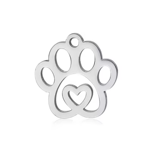 Silver Paw Print Charm Stainless Steel - Perfect Pendants Plus