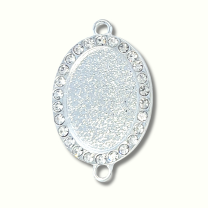 18x25mm Rhinestone Oval Connector Setting - Perfect Pendants Plus